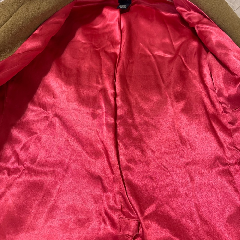 GAP Women's Camel Wool cashmere Blend Long Coat - Camel hot pink lining - Picture 3 of 6